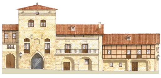 Traditionelle huse. Santillana del Mar, Cantabria, Spanien